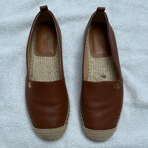 Ralph Lauren Brown Leather Espadrille Flats